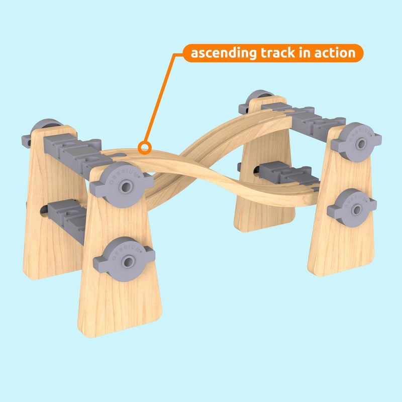 ORBRIUM Premium Wooden Train Ascending Tracks, Pack of 8 Wooden Train Tracks Accessories for Toy Train Set Compatible with All Major Railways Thomas, Brio, IKEA, Melissa and Doug - Image 5